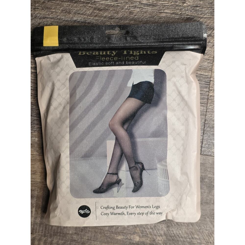 Fleece Lined Tights Women Black Warm Sheer Fleece